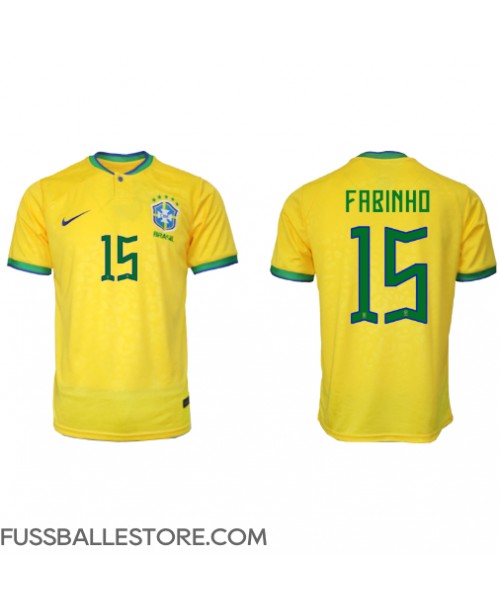Günstige Brasilien Fabinho #15 Heimtrikot WM 2022 Kurzarm
